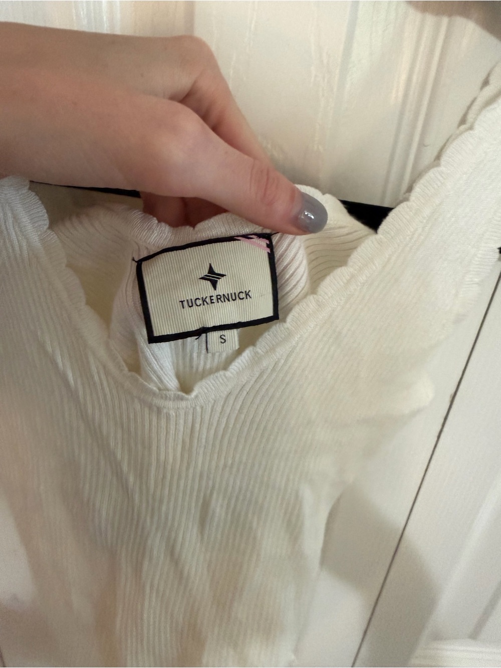 Tuckernuck Ruffled Ribbed Tank Top White Size Small - Picture 2 of 3